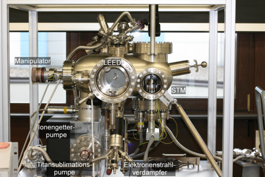 Darstellung unserer Vakuumkammer mit Raumtemperatur-Rastertunnelmikroskop